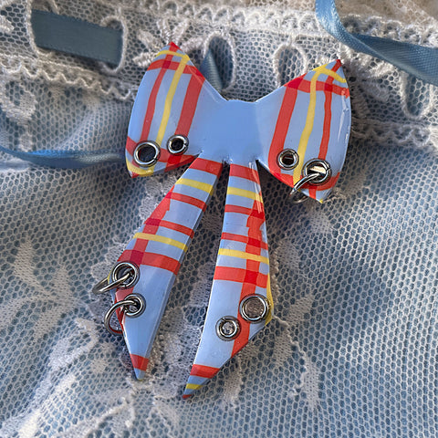 Blue Tartan Bow Hairclip